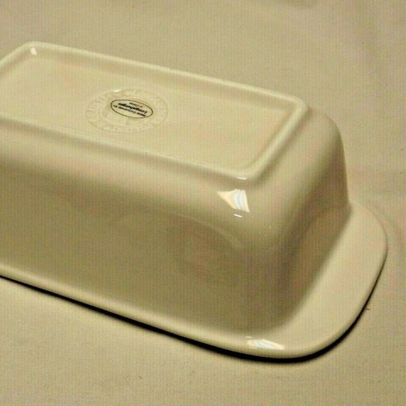 Longaberger Pottery Woven Traditions Heirloom Ivory Small Loaf Dish - Picture 9 of 11